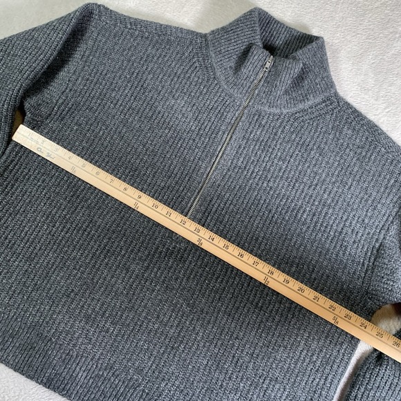 Vince Camuto Half Zip Pullover Cable Knit Sweater XL Gray Casual Oversized - Picture 5 of 11